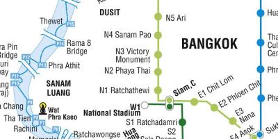 Karte der bangkok metro und skytrain