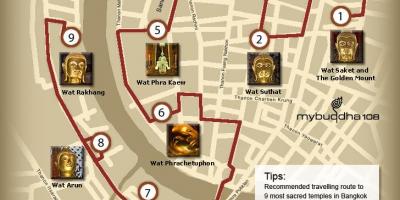 Karte von bangkok Tempel tour