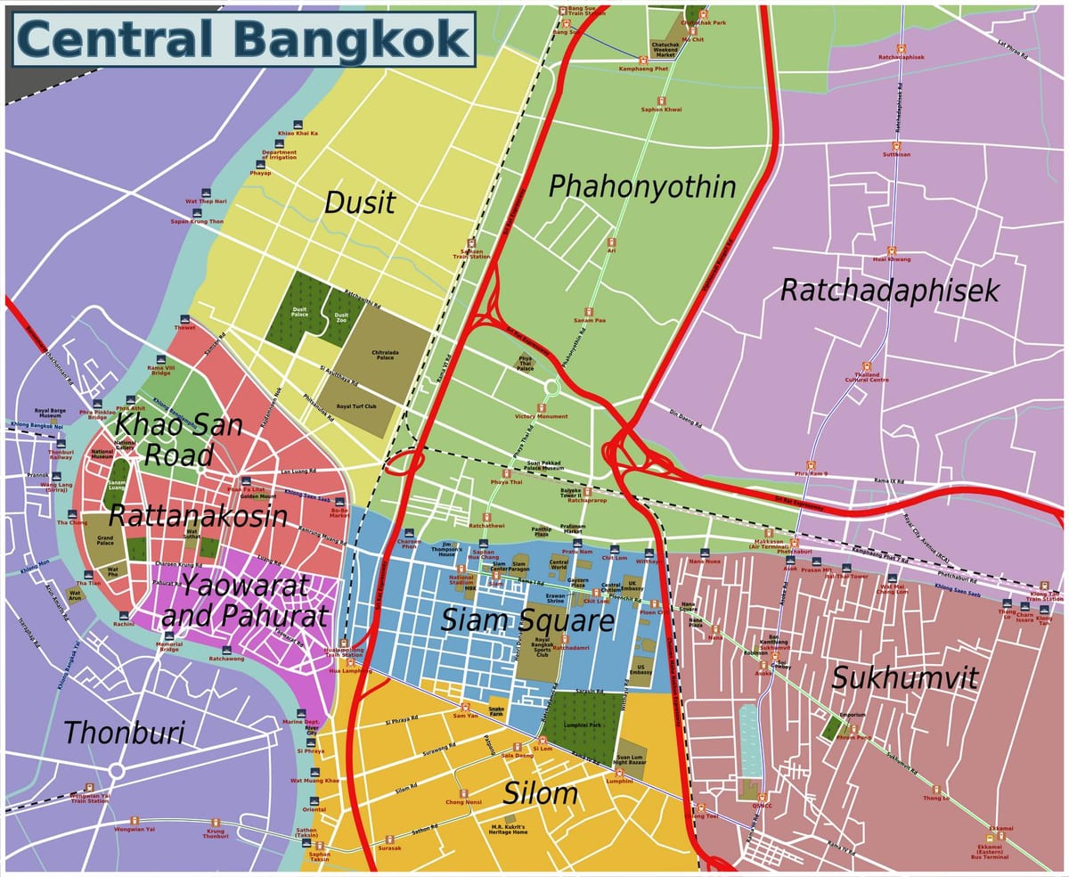 Bereiche von bangkok Karte