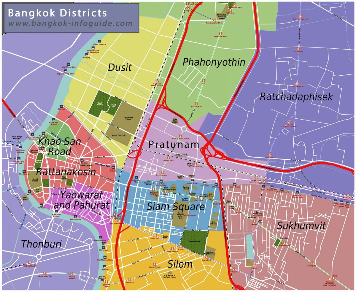 Karte von bangkok und die umliegenden Gebiete