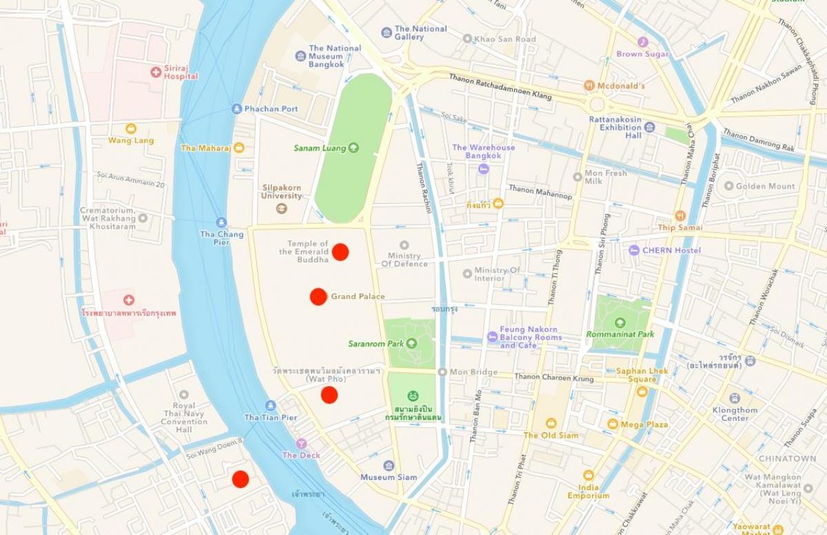 Karte von Tempeln in bangkok
