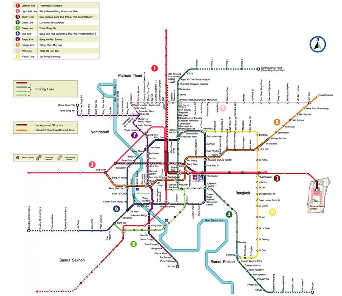 bangkok U-Bahn-station Karte